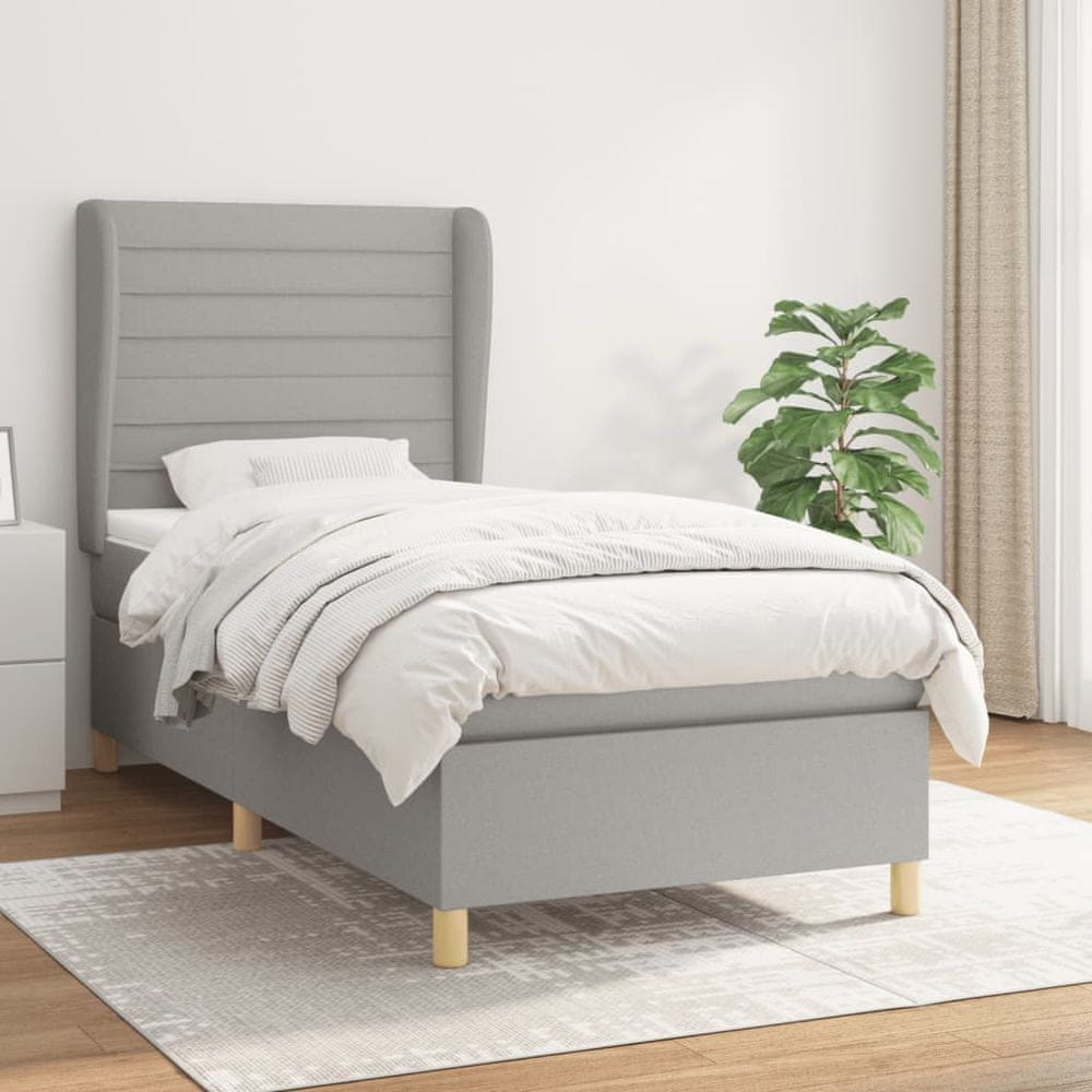 Vidaxl Boxspring posteľ s matracom bledosivý 100x200 cm látka