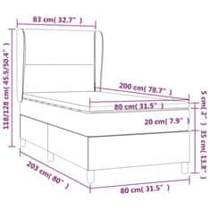 shumee Posteľný rám boxsping s matracom bledosivý 80x200 cm zamat