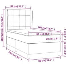 shumee Posteľný rám boxspring s matracom čierny 80x200 cm látka