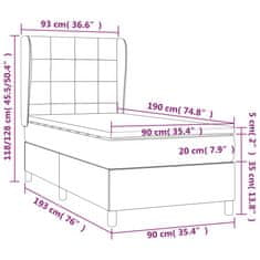 shumee Posteľný rám boxspring s matracom tmavosivý 90x190 cm zamat