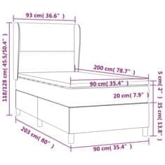 shumee Posteľný rám boxspring s matracom modrý 90x200 cm látka