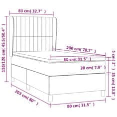 shumee Posteľný rám boxspring s matracom tmavosivý 80x200 cm zamat