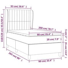 Petromila vidaXL Boxspring posteľ s matracom tmavosivá 90x200 cm látka