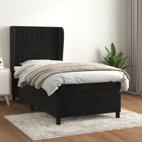 shumee Posteľný rám boxspring s matracom čierny 90x200 cm zamat