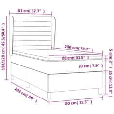 shumee Posteľný rám boxsping s matracom modrý 80x200 cm látka