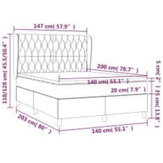 shumee Boxspring posteľ s matracom bledosivá 140x200 cm látka