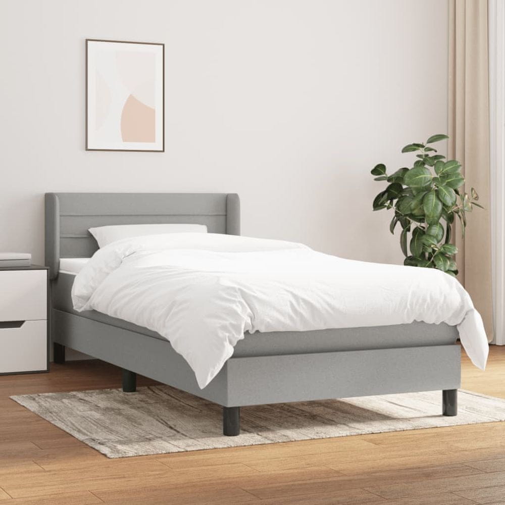 shumee Boxspring posteľ s matracom bledosivý 100x200 cm látka