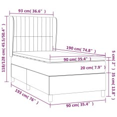 shumee Posteľný rám boxspring s matracom čierny 90x190 cm zamat