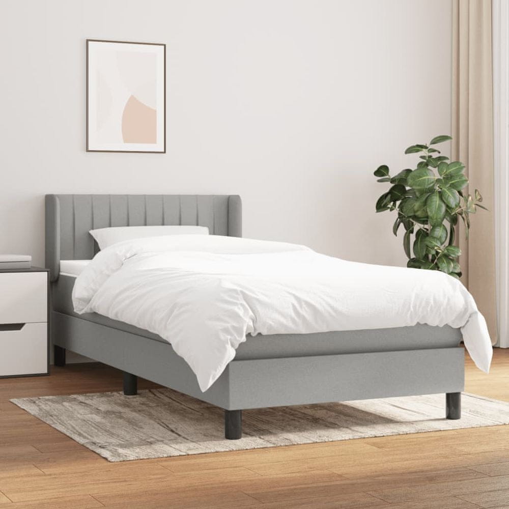 shumee Boxspring posteľ s matracom bledosivý 100x200 cm látka