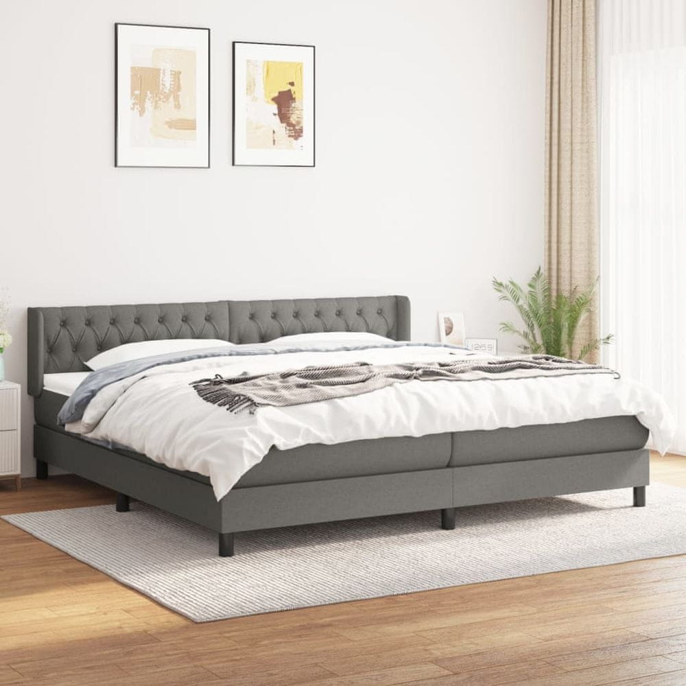 Vidaxl Boxspring posteľ s matracom tmavosivá 200x200 cm látka