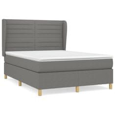 shumee Boxspring posteľ s matracom tmavosivá 140x190 cm látka