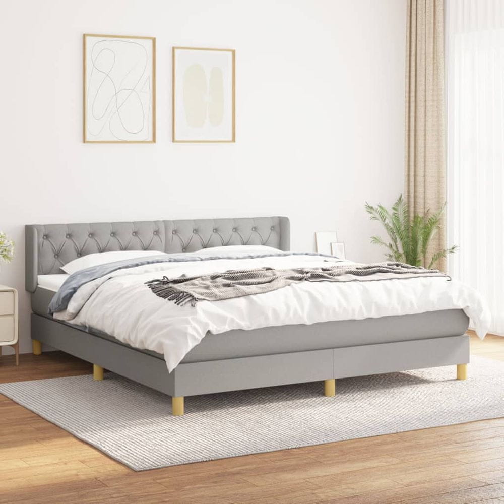 Vidaxl Boxspring posteľ s matracom svetlosivá 100x200 cm látka