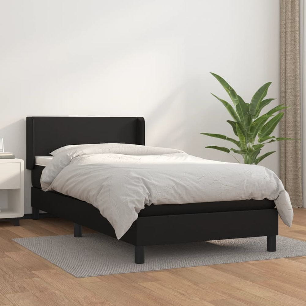 Vidaxl Boxspring posteľ s matracom čierna 90x200 cm umelá koža