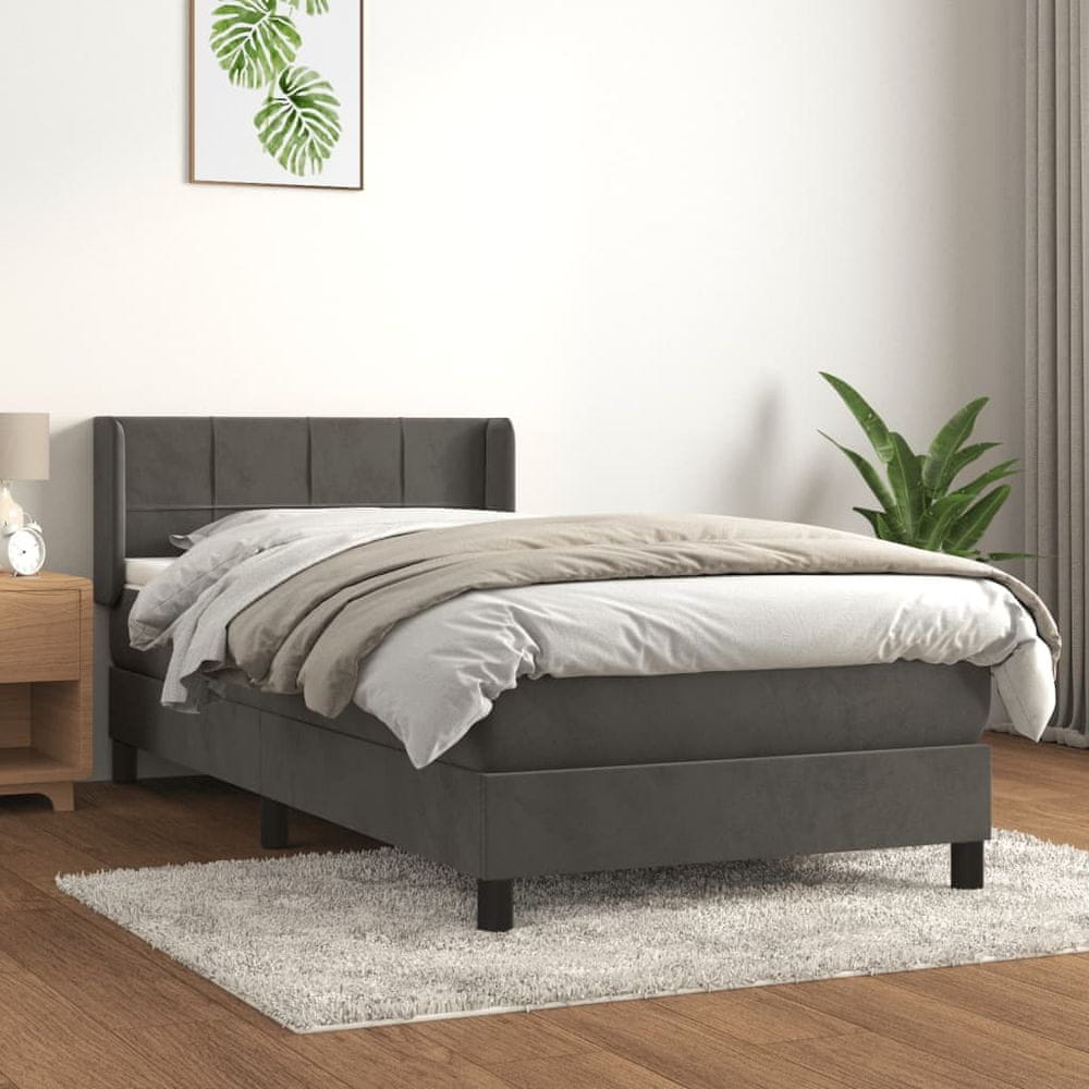 Petromila vidaXL Posteľný rám boxspring s matracom tmavosivý 100x200 cm zamat