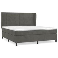 shumee Posteľný rám boxspring s matracom tmavosivý 180x200 cm zamat