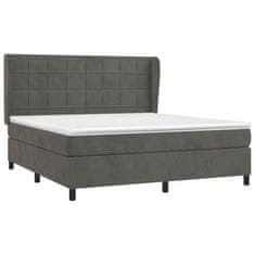 shumee Posteľný rám boxspring s matracom tmavosivý 180x200 cm zamat