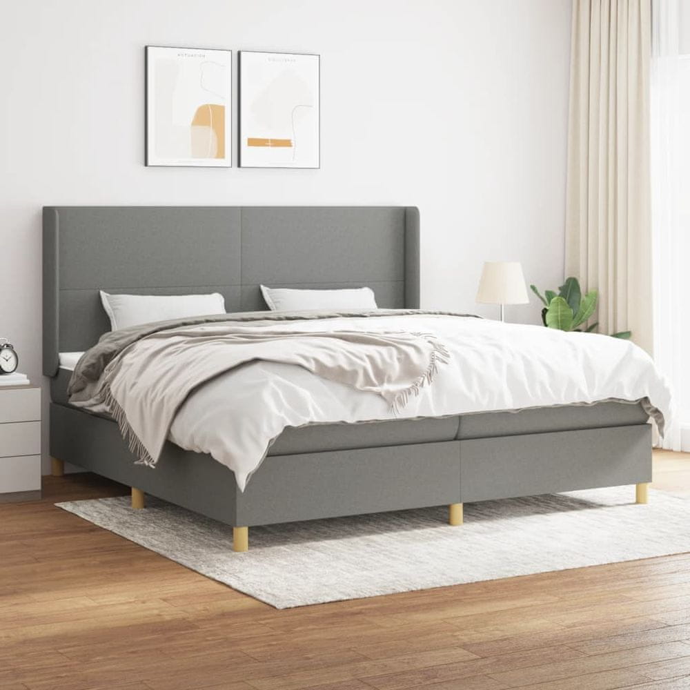 Vidaxl Boxspring posteľ s matracom tmavosivá 200x200 cm látka