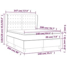 shumee Posteľný rám boxsping s matracom bledosivý 140x200 cm zamat