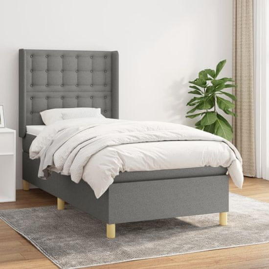 Petromila vidaXL Boxspring posteľ s matracom tmavosivá 100x200 cm látka