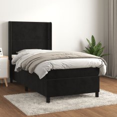 shumee Posteľný rám boxspring s matracom čierny 90x200 cm zamat