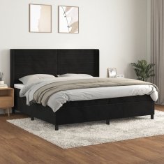 shumee Posteľný rám boxspring s matracom čierny 200x200 cm zamat