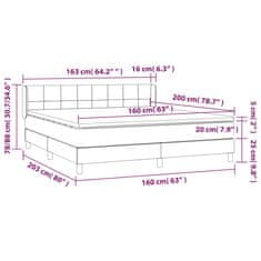 shumee Posteľný rám boxspring s matracom tmavosivý 160x200 cm zamat