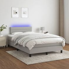 Petromila vidaXL Boxspring posteľ s matracom a LED, svetlosivá 120x190 cm, látka