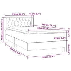 shumee Posteľný rám boxsping s matracom krémový 90x200 cm látka