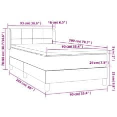 shumee Posteľný rám boxsping s matracom sivohnedý 90x200 cm látka