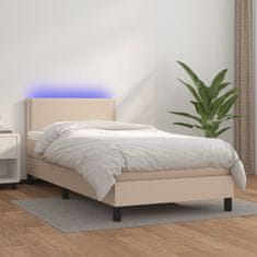 Petromila vidaXL Boxspring posteľ matrac a LED kapučínová 100x200 cm umelá koža