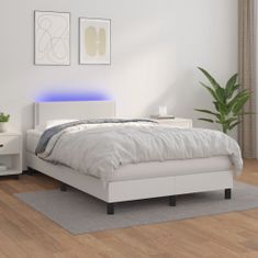 Petromila vidaXL Boxspring posteľ s matracom a LED biela 120x200 cm umelá koža