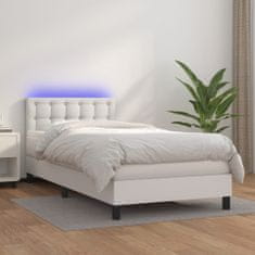 Petromila vidaXL Boxspring posteľ s matracom a LED biela 90x200 cm umelá koža