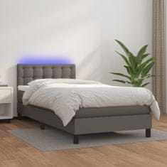 Petromila vidaXL Boxspring posteľ s matracom a LED sivá 80x200 cm umelá koža