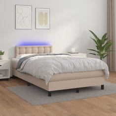 Petromila vidaXL Boxspring posteľ matrac a LED kapučínová 120x200 cm umelá koža