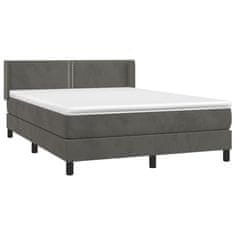 shumee Posteľný rám boxspring s matracom tmavosivý 140x200 cm zamat