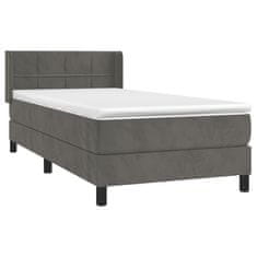 shumee Posteľný rám boxspring s matracom tmavosivý 100x200 cm zamat