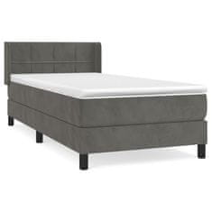 shumee Posteľný rám boxspring s matracom tmavosivý 100x200 cm zamat