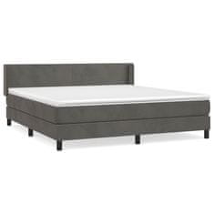 shumee Posteľný rám boxspring s matracom tmavosivý 160x200 cm zamat