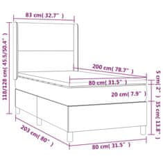 shumee Posteľný rám boxsping s matracom tmavomodrý 80x200 cm zamat