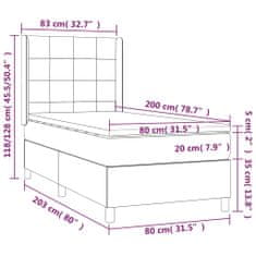 shumee Posteľ boxsping s matracom a LED bledosivá 80x200 cm zamat