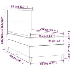 shumee Posteľný rám boxspring s matracom čierny 80x200 cm látka