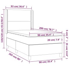 shumee Posteľný rám boxsping s matracom krémový 90x200 cm látka