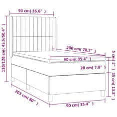 shumee Posteľný rám boxspring s matracom čierny 90x200 cm látka