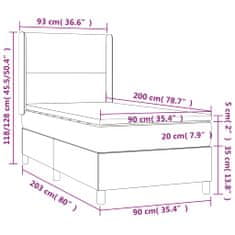 Petromila vidaXL Boxspring posteľ s matracom tmavosivá 90x200 cm látka