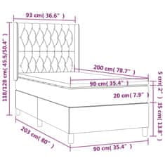 shumee Posteľný rám boxsping s matracom bledosivý 90x200 cm látka