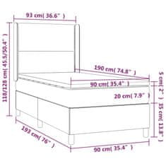 shumee Posteľný rám boxspring s matracom čierny 90x190 cm zamat