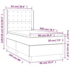 shumee Posteľný rám boxsping s matracom bledosivý 90x200 cm zamat