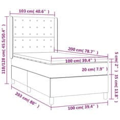 shumee Boxspring posteľ s matracom bledosivý 100x200 cm látka