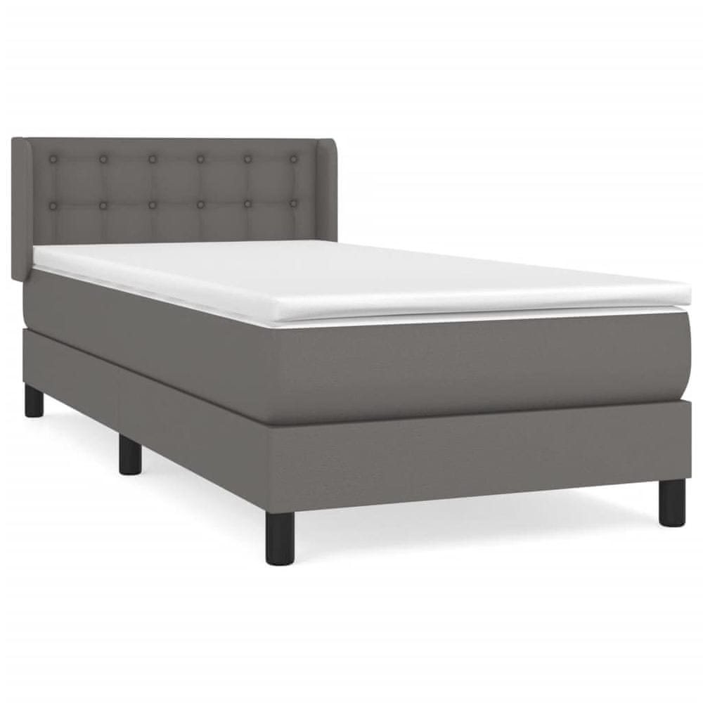 Vidaxl Boxspring posteľ s matracom sivá 80x200 cm umelá koža