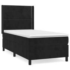 shumee Posteľný rám boxspring s matracom čierny 90x200 cm zamat